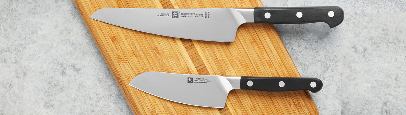 Knife set on cutting board